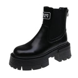England Style High Street Retro 2022 Spring And Autumn Cowhide Chelsea Boots Women Casual