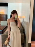 Summer Elegant Strapless Midi Dresses Fashion Chic Off Shoulder Backless Dresswear Female Party Evening