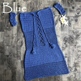 Queens Women Solid Sleeveless Beach Sexy Strapless Hollow Out Hand Weaving Bohemian Mini Dress Ladies Boho