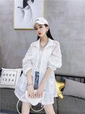 Spliced Hollow Out Hooded Jacket Women Summer Casual Outfit Plus Size Hooded Zipper Coat Sun Protection
