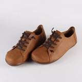 Zingj Layer Cowhide Large Size Handmade Shoes Female Farmer's Shoes Pedal Lazy Bean Shoes Retro Leather Flat Shoes-Outfit