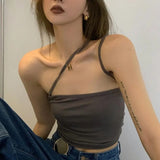 Sexy T-shirt Women Long Sleeve Two Piece Tops Solid Irregual Tank + Cardigan E Girl Crop Tops Spring Fashion Tee