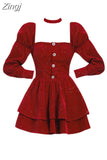 French Shatter Flash Dress Women 2023 Spring Sexy Halter Party Red Dresses Vestidos Y2K Long Sleeve Slim Waist