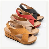 Women's Shoes Summer Women's Sandals Slope And Breathable Magic Thick Bottom Hollow Sandals Large
