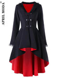 Lace Patchwork Bandage Trench Gothic Vintage Mid-long Coat Women Black Belt Cloak Windbreaker Female Abrigos