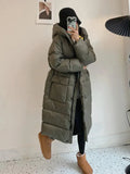 New Women's Winter Hooded Long Parkas With Pockets Thick White Duck Down Jacket Loose Warm Puffer Coat