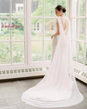 YouLaPan G41 Bridal Shawl Simple Lady's Custom Chiffon Floor 3M Length Evening Cape Simplicity Bride Wedding Coat for