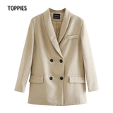 2021 spring womens blazer suit double breasted jacket coat solid color office ladies formal
