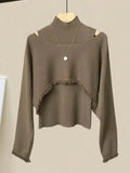 Winter Two Piece Sets For Women Outfits Ladies Elegant Long Sleeve Knitted Sweater And High Waist A-line Pleated Skirt