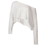 Street Style Languid Shoulders Loose Simple Leisure Long-Sleeved Shawl Hottie Umbilical Thin
