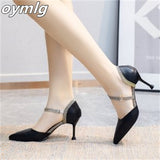 women's2022spring and summer new sexy one-word buckle belt net red high-heeled shoes fairy wind stiletto pointed toe