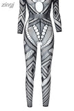 Sexy Hollow See Through Jumpsuits Women Long Sleeve Backless One Shoulder Midnight Party Bodycon One Piece