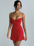 2022 Summer New Spaghetti Strap Mini Dress For Women Fashion Sleeveless Backless Slim Club Party Dress