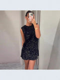 2025 New Shiny Beads Back Tice Decorated Bow Dress
