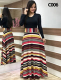 Winter 5XL Floral Print Patchwork Casual Fashion Maxi Dress Lady Long Sleeve Elegant All-match Robe Vestido Women