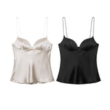 New Women's Sexy Body-Clamous Vest-Shaped Collar Silk-Scress Sling Vest