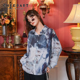 Fall 2020 Women Long Sleeve Shirt Streetwear Blouse Button Up Collar Tie Dye Loose Shirt Ladies Designer Top