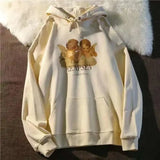 Print Hoodies Women Apricot Sweatshirt Oversized Hoodie Kawaii Long Sleeve Female Sweatshirt Harajuku Tops Woman
