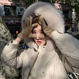 New Large Real Fox Fur Hooded Winter Puffer Feather Jacket Women Warm 90% White Duck Down Coat Waterproof