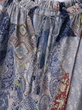 2022 Fashion With Bow Printed Loose Gathered Shirts Vintage V-neckline Long Sleeve Ruffled Female Blouses Blusas Chic