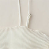 Summer New Elegant Splicing Lotus Leaf Side Dress Romantic Wind Sling