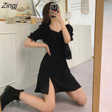 Women Solid Slim Trendy Spring Simple Korean Style Elegant Casual Soft Side-slit Ladies Fashion All-match Party