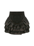 Vintage Short Denim Skirt Women Harajuku Y2k E-girl High Waist Mini Skirt Gothic Punk Loose Cake Skirts New