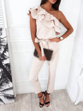 Off Shoulder Backless Office Romper Summer Sleeveless Wide Leg Pants Slit Overalls Women V Neck Wrap Night Party