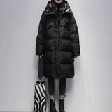 Women Winter New Fashion White Duck Down Jacket Female Long Print Hooded Outerwear Ladies Loose Thicken Warm