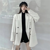 Autumn Temperament Suit Jacket Women Trendy Loose Black Blazer White Tailored Coat Korean Office Lady Overwear