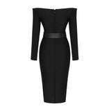 Elegant Bandages Dress Women Off Shoulder Sexy Club Celebrity Party 2021 Autumn Winter New