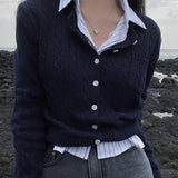 Vintage Cable Knit Slim Knitted CardiganOutfit