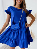 Flared Sleeve Round Neck Irregular Hem