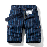 Vertical Pattern Beach Shorts 2021 Summer Pure Cotton Zipper Casual Pocket Regular Five-Point Pants Military Cargo