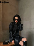 Spring Autumn Long Black Soft Pu Leather Trench Coat for Women Belt Double Breasted Cool Handsome European Fashion