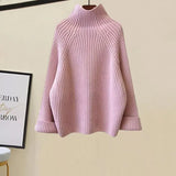 Warm 3 Piece Sets Womens Outfits Office Ladies Turtleneck Knitted Sweater+woolen Parkas Vest+wide Leg Knitting Pants