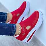 New Large-Size Casual Single-Shoe Women Fly Weave Slope And Magic Sticker Mesh