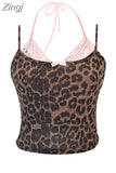 Women's Lace Patchwork Camisole Crop Top Vintage Y2k Summer Fashion Streetwear Tank Top Female Sexy Sleeveless Off Shoulder