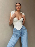 2023 New Bowknot Fishbone Sling Spice Girl Tank Top Short Open Umbilical Clothes Women's Summer Butterfly