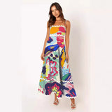 Zingj Summer New Solid Color Lace Stitching With Elegant Strapless Oversized Hem