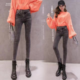 Women High Waist Elastic Skinny Denim Pencil Pants Mom Jeans Camisa Feminina Ladies Slim Casual Cropped pants Female