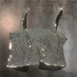 2022 Summer New Arrival Shiny Diamonds Chain Rhinestoen Women Straps Sexy Short Top Female Camsi Tank Top
