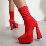 Fashion Stretch Women Over The Knee Boots Platform Super High Heel Thigh Boots Slip On Autumn Woman Shoes Plus Size 42