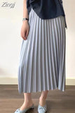 Women's Maxi Winter Skirt A-line White High Quality Brown Vintage Long Pleated Skirt Midi Elastic Waist Elegant for Women