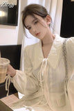 Long Sleeve White Shirts Fashion Elegant Jacquard Women Sets Ballet High Waist Cake Skirts A-line Y2k Two Piece
