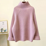 Two Piece Sets Women Winter Korean Casual Turtleneck Knitted Sweater And Wide Leg Knitting Pants Suits Women Homewear