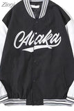 new flocking English alphabet embroidery jackets coat women street retro hip-hop baseball uniform couple casual jackets