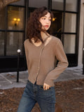 Knitting Sweaters for Women Autumn Winter 2022 Soft Waxy Long Sleeved V-Neck Hollow Out Single Breasted Tops