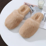 Women House Slippers Shoes Rabbit Fur Slippers 2019 Real Hair Slides Female Furry Indoor Flip Flops Fluffy Plush Shoes