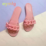 summer new Korean style flat toe square head strap two-wear flat sandals women's sandals slippers sandals for